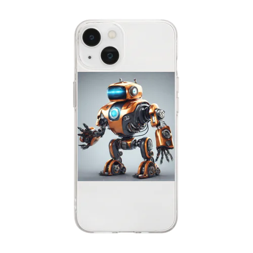 かっこいいロボットのイラストグッズ Soft Clear Smartphone Case