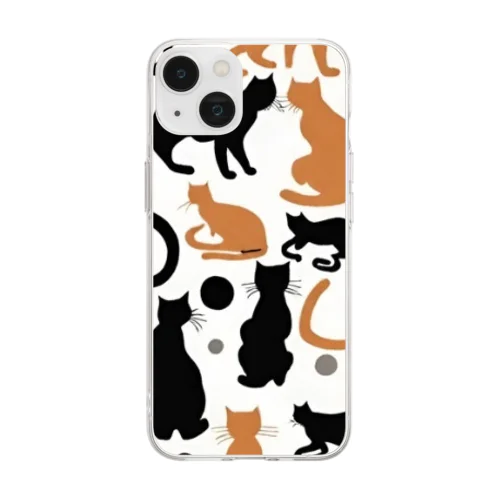 ねこねこねこ Soft Clear Smartphone Case