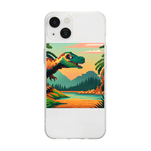 ドット絵ケティオサウルス Soft Clear Smartphone Case