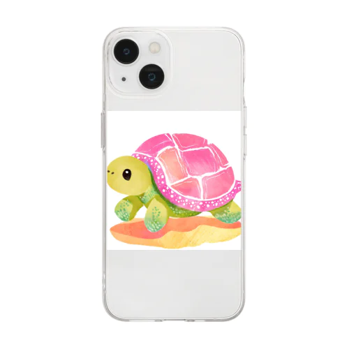 かわいいカメのイラストグッズ Soft Clear Smartphone Case