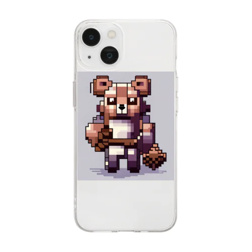 ドット絵ー動物戦士メカニック小熊 Soft Clear Smartphone Case