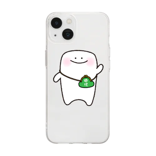 がま口財布の底地くん Soft Clear Smartphone Case