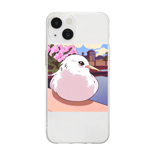 ふわふわ白鳥ぴーちゃん Soft Clear Smartphone Case