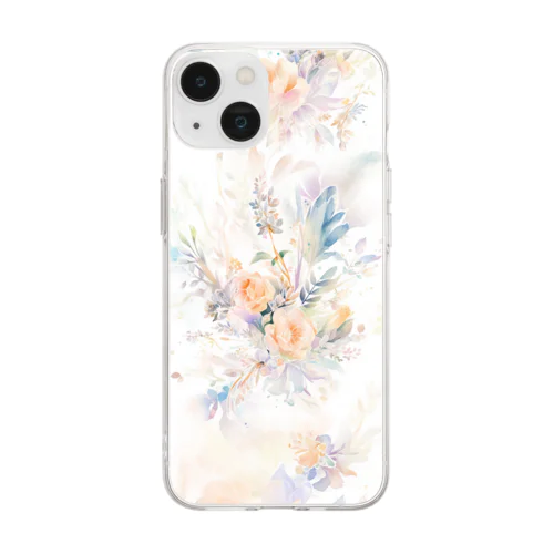 水彩画のナチュラルブーケ Soft Clear Smartphone Case