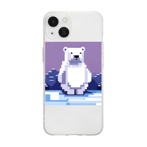 流氷の上に佇むシロクマ Soft Clear Smartphone Case