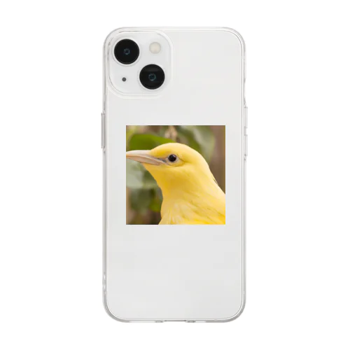 黄色い鳥の横顔 Soft Clear Smartphone Case