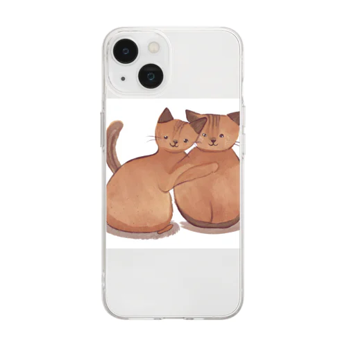 仲良い兄弟猫 Soft Clear Smartphone Case