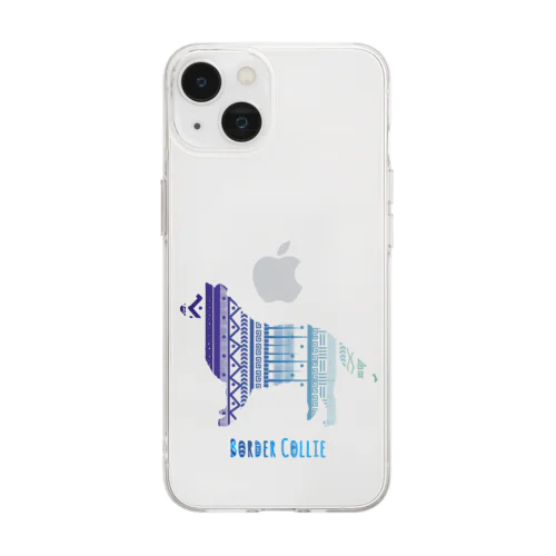 波－ボーダーコリー Soft Clear Smartphone Case