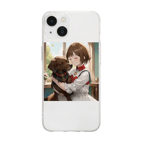 少女と愛犬 Soft Clear Smartphone Case