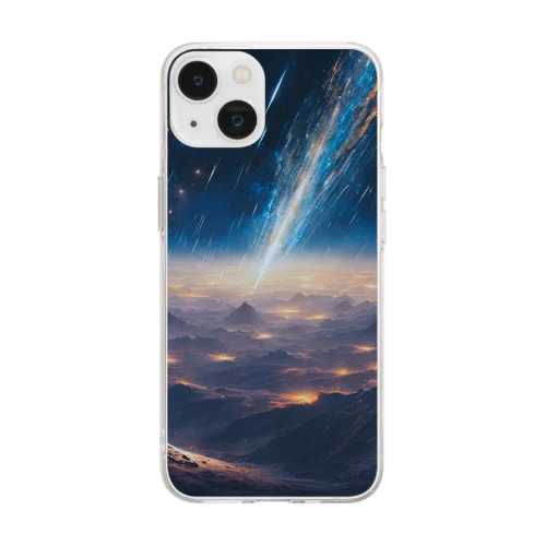 流星群の夜 Soft Clear Smartphone Case