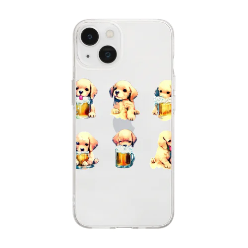 ビール好きの犬 Soft Clear Smartphone Case