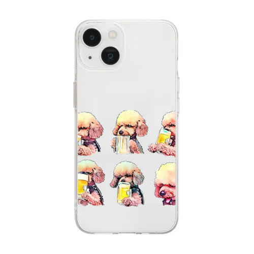 ビール好きの犬 Soft Clear Smartphone Case