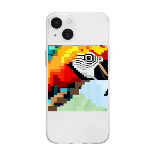 ドット絵のオウム Soft Clear Smartphone Case