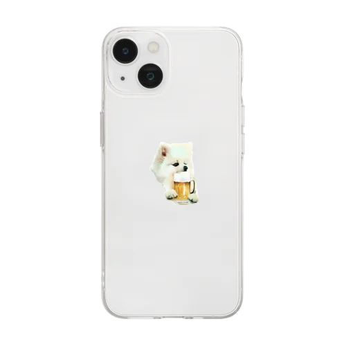 ビール好きの犬 Soft Clear Smartphone Case