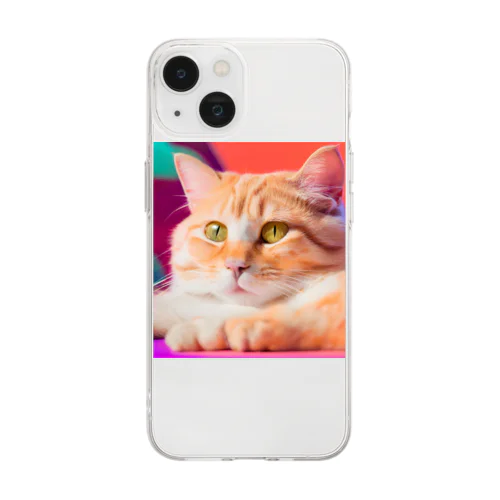 写真で一言にゃん Soft Clear Smartphone Case