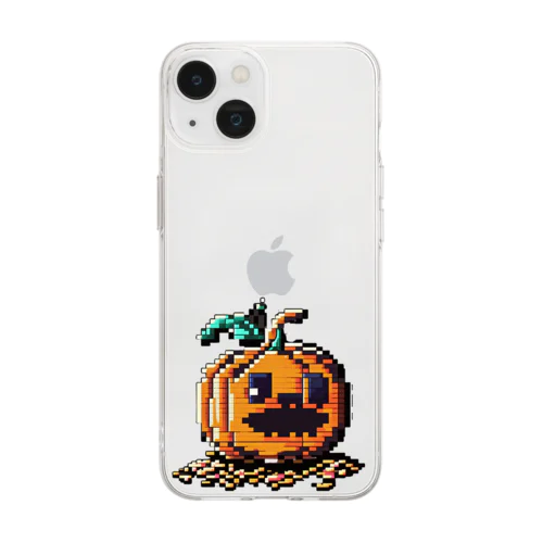 ドット絵のハロウィンかぼちゃのおばけ Soft Clear Smartphone Case