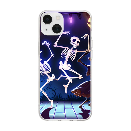 ハロウィンスケルトンダンス01 Soft Clear Smartphone Case