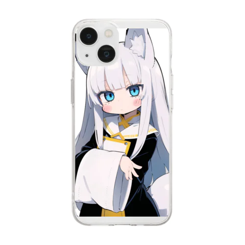 白髪美少女キツネちゃん Soft Clear Smartphone Case