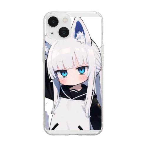 白髪美少女キツネちゃん Soft Clear Smartphone Case