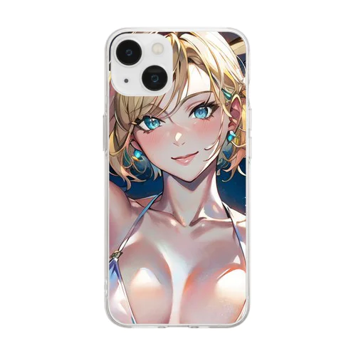 金髪美少女グッズ Soft Clear Smartphone Case