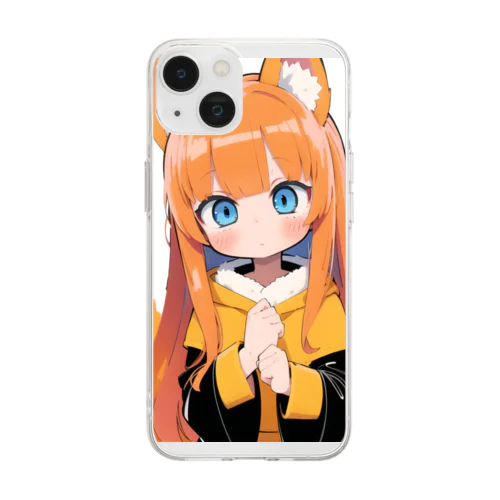キュートなオレンジ髪のキツネの女子 Soft Clear Smartphone Case