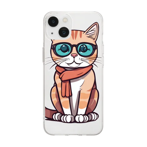 メガネ猫∥ Soft Clear Smartphone Case