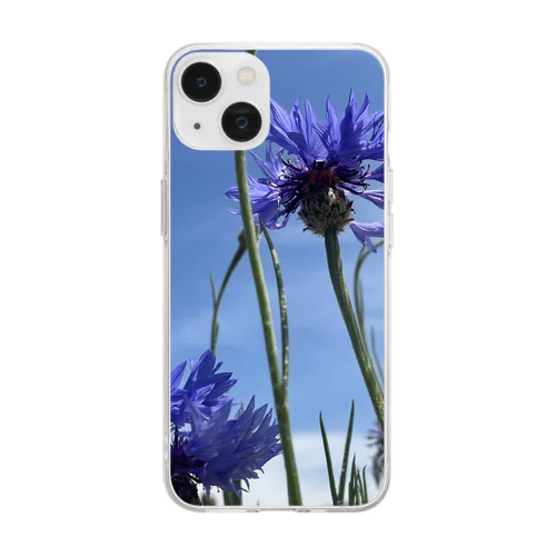 矢車草　青紫 Soft Clear Smartphone Case