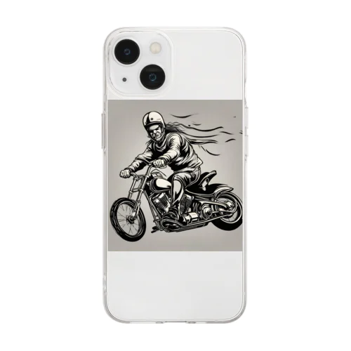 バイクチョッパー走ってる姿渋い Soft Clear Smartphone Case