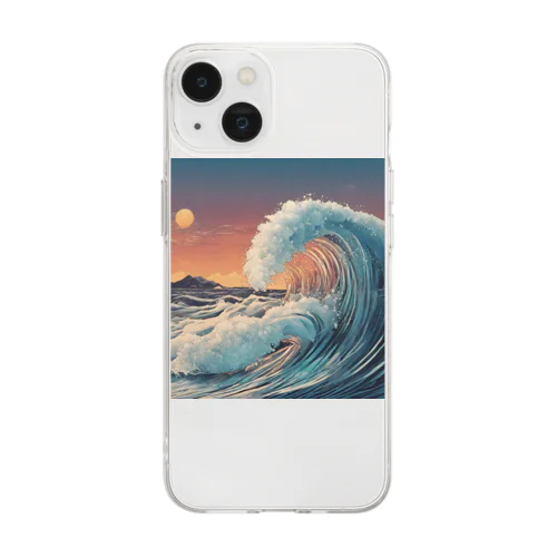 オシャレな波の画 Soft Clear Smartphone Case