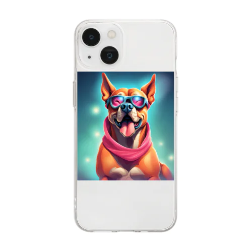 マッチョ犬のイラストのグッズ Soft Clear Smartphone Case