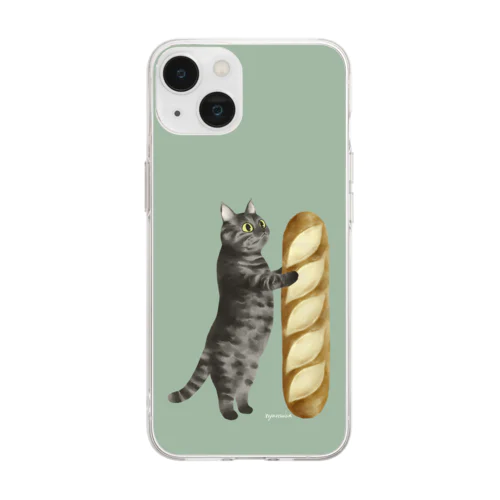 フランスパンと猫 Soft Clear Smartphone Case