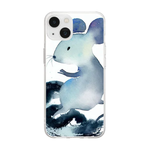 水墨画シリーズ　鼠 Soft Clear Smartphone Case