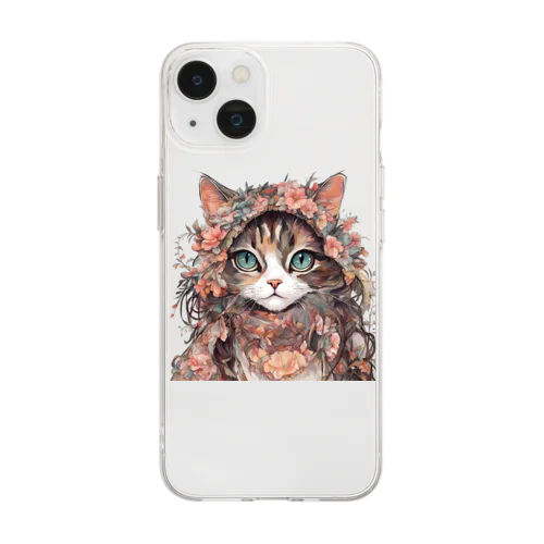 美人な猫 Soft Clear Smartphone Case