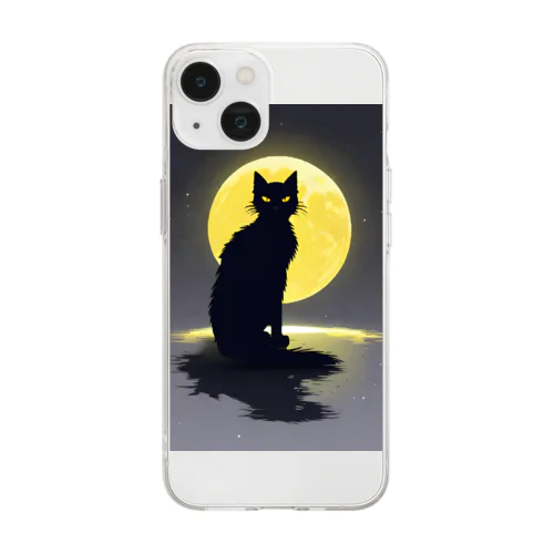 ピクセルアート黒猫　15 Soft Clear Smartphone Case