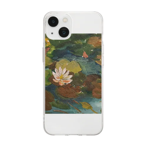 2020年5月岡田美術館前 雨後の蓮の花 Soft Clear Smartphone Case