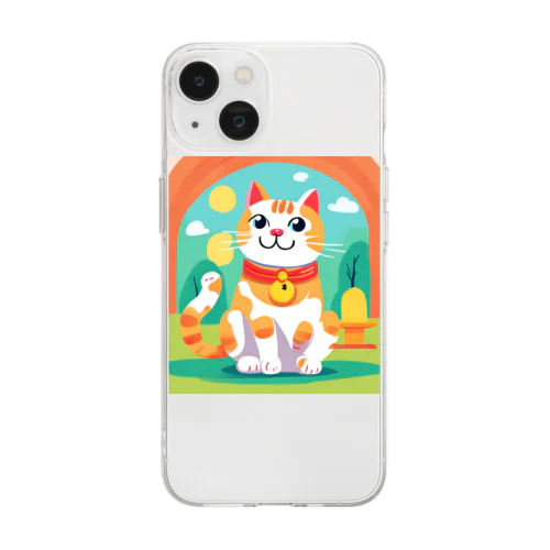 愛くるしい招き猫 Soft Clear Smartphone Case