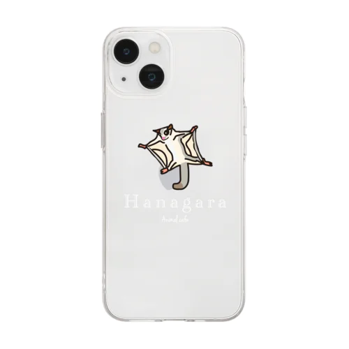 モモンガと花柄アニマルカフェのロゴ入り。 Soft Clear Smartphone Case