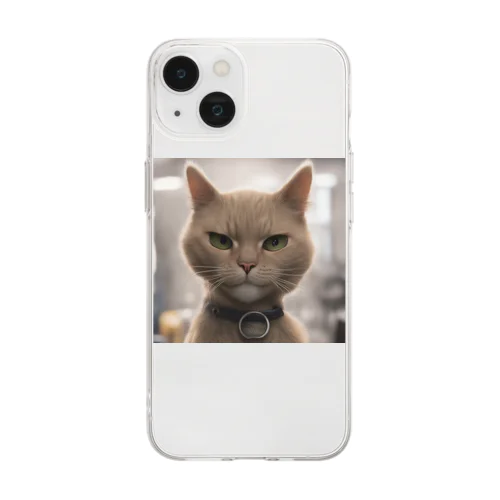 ビックフォト茶虎模様猫 Soft Clear Smartphone Case