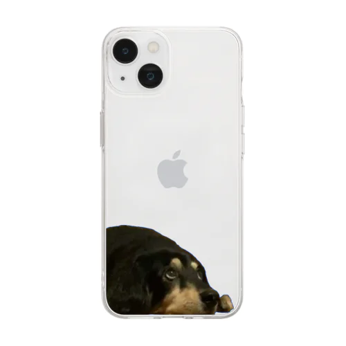 そっち見てる犬 Soft Clear Smartphone Case