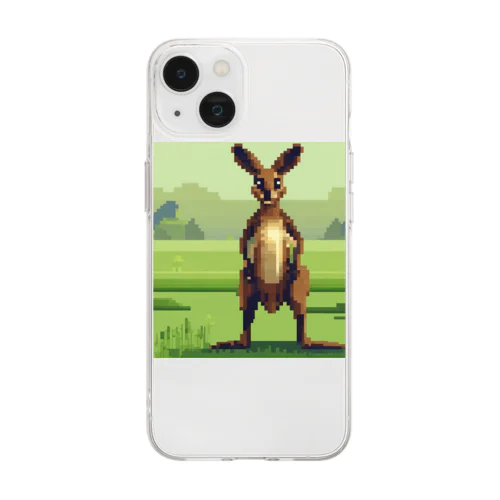 ドット絵の真顔カンガルー Soft Clear Smartphone Case