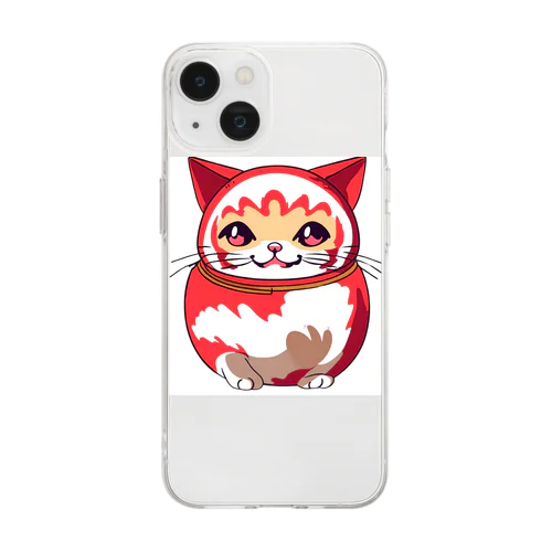 開運ダルマ猫ちゃん Soft Clear Smartphone Case