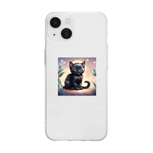 黒猫ちゃんのグッズ Soft Clear Smartphone Case