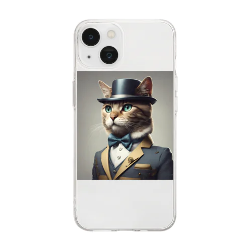 猫猫　紳士 Soft Clear Smartphone Case