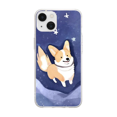 星空をかけるコーギー Soft Clear Smartphone Case