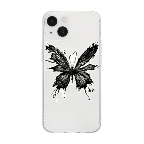 abstract柄 蝶々 Soft Clear Smartphone Case