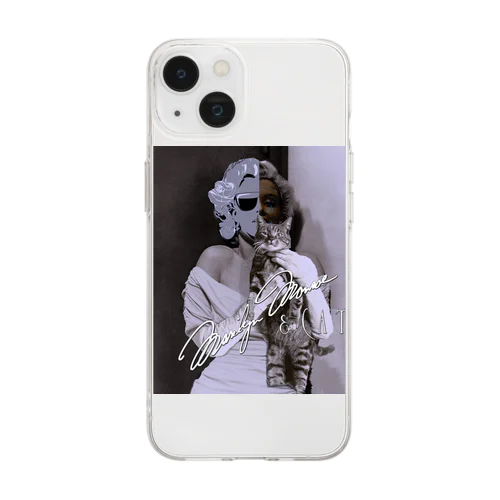 MarilynMonroe　&　CAT Soft Clear Smartphone Case