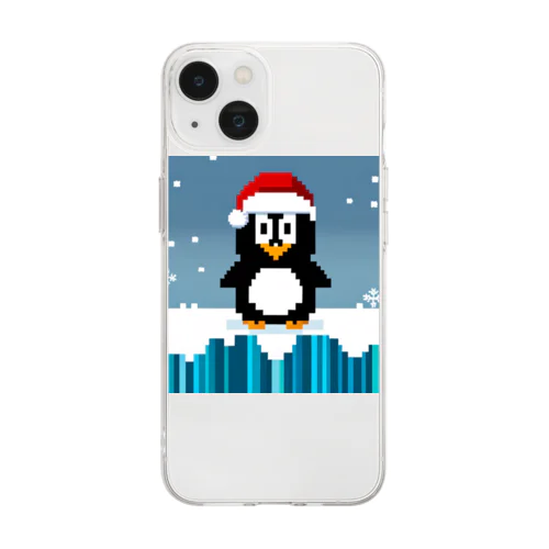 クリスマスの陽気なペンギン Soft Clear Smartphone Case