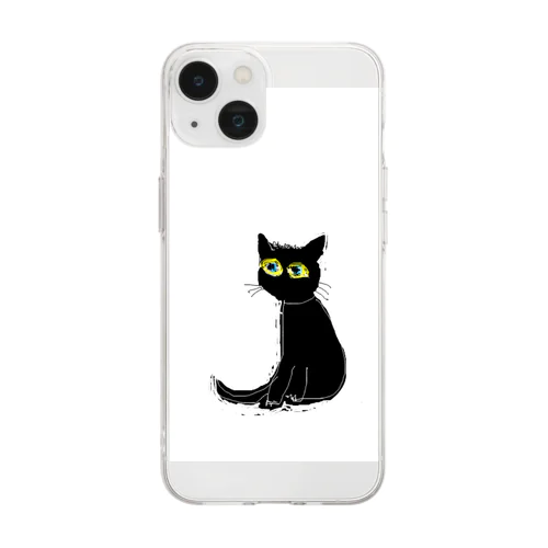 黒猫の僕の名前は、ソックス Soft Clear Smartphone Case