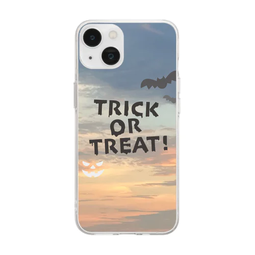 夕焼けとハロウィン Soft Clear Smartphone Case