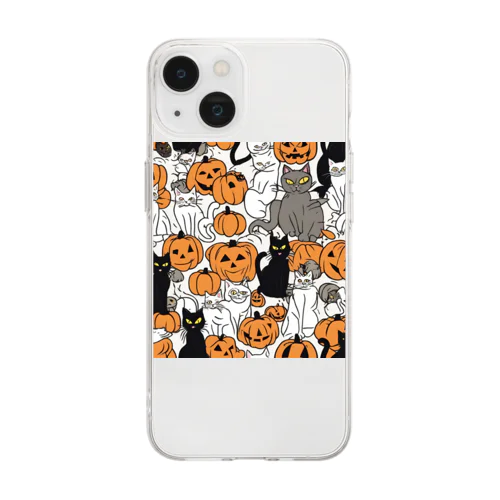 猫ハロウィン Soft Clear Smartphone Case